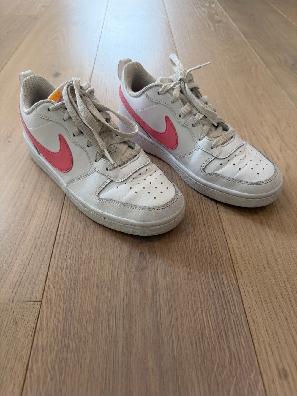 Nike White and Pink Air Force 1 Sneakers Size Girls 6 Youth